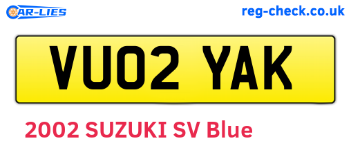 VU02YAK are the vehicle registration plates.
