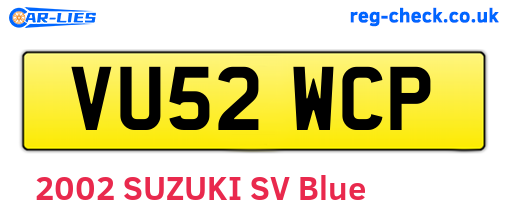 VU52WCP are the vehicle registration plates.