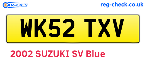 WK52TXV are the vehicle registration plates.