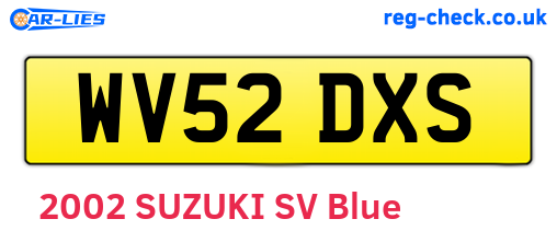 WV52DXS are the vehicle registration plates.
