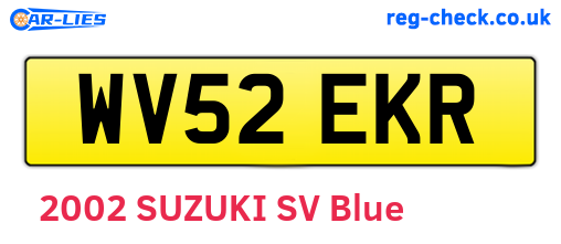 WV52EKR are the vehicle registration plates.