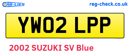 YW02LPP are the vehicle registration plates.