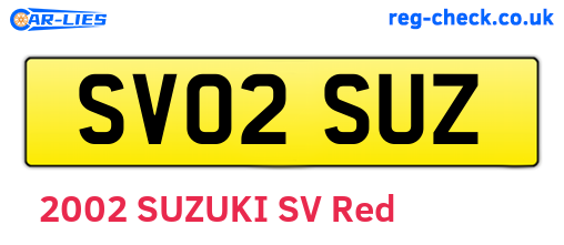 SV02SUZ are the vehicle registration plates.