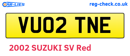 VU02TNE are the vehicle registration plates.