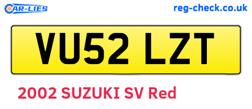 VU52LZT are the vehicle registration plates.