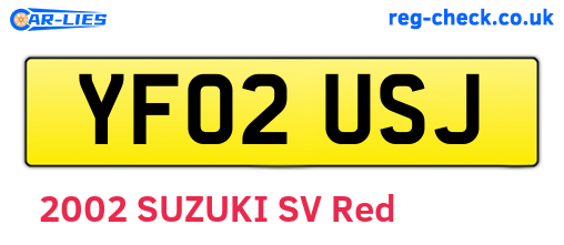 YF02USJ are the vehicle registration plates.