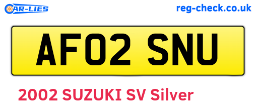 AF02SNU are the vehicle registration plates.