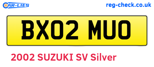 BX02MUO are the vehicle registration plates.