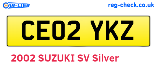 CE02YKZ are the vehicle registration plates.