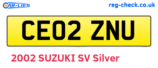 CE02ZNU are the vehicle registration plates.