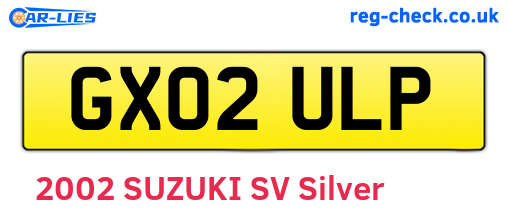 GX02ULP are the vehicle registration plates.