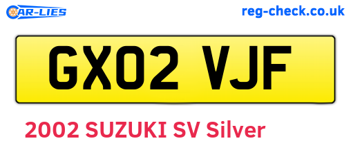 GX02VJF are the vehicle registration plates.