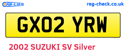 GX02YRW are the vehicle registration plates.