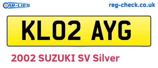 KL02AYG are the vehicle registration plates.