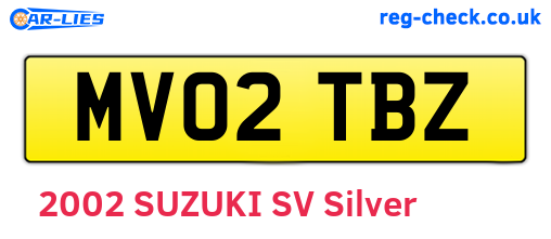 MV02TBZ are the vehicle registration plates.