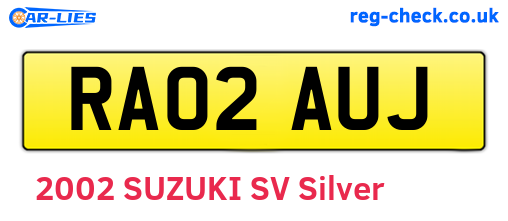 RA02AUJ are the vehicle registration plates.