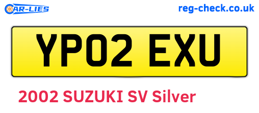 YP02EXU are the vehicle registration plates.