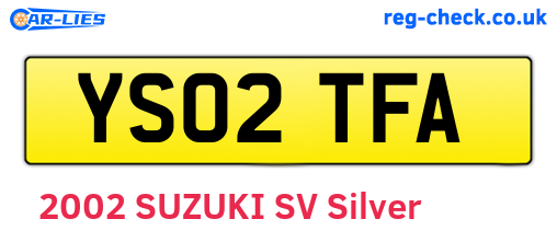 YS02TFA are the vehicle registration plates.