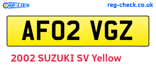 AF02VGZ are the vehicle registration plates.