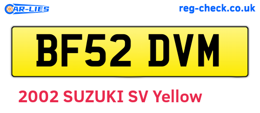 BF52DVM are the vehicle registration plates.