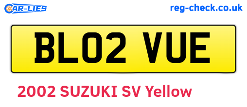 BL02VUE are the vehicle registration plates.