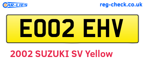 EO02EHV are the vehicle registration plates.