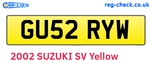 GU52RYW are the vehicle registration plates.