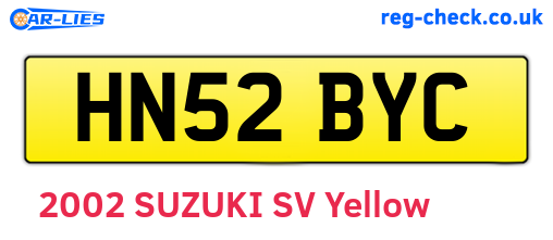 HN52BYC are the vehicle registration plates.