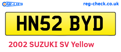 HN52BYD are the vehicle registration plates.