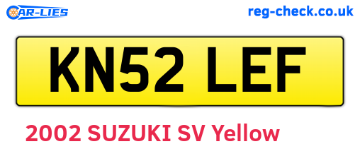 KN52LEF are the vehicle registration plates.