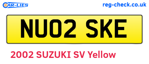 NU02SKE are the vehicle registration plates.