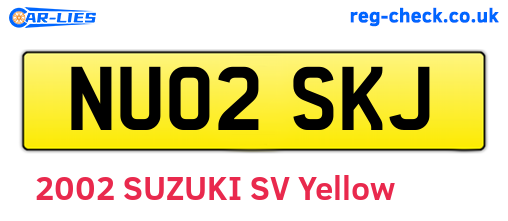 NU02SKJ are the vehicle registration plates.
