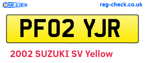 PF02YJR are the vehicle registration plates.