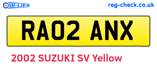RA02ANX are the vehicle registration plates.