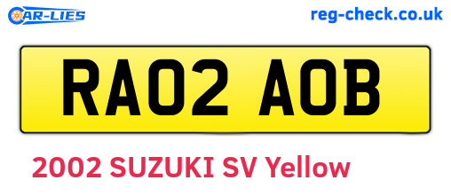 RA02AOB are the vehicle registration plates.