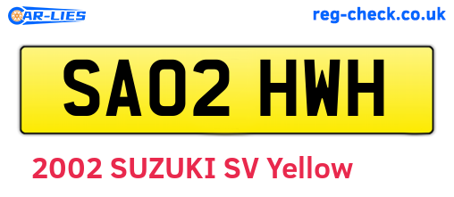 SA02HWH are the vehicle registration plates.