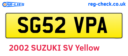 SG52VPA are the vehicle registration plates.