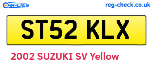 ST52KLX are the vehicle registration plates.