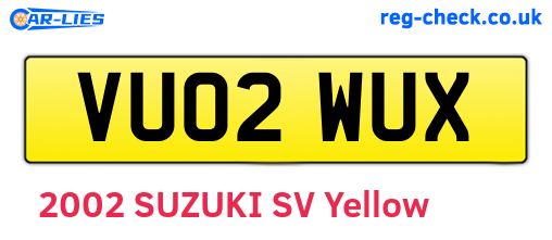 VU02WUX are the vehicle registration plates.