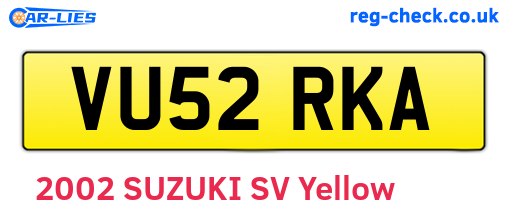 VU52RKA are the vehicle registration plates.