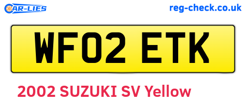 WF02ETK are the vehicle registration plates.