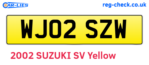 WJ02SZW are the vehicle registration plates.