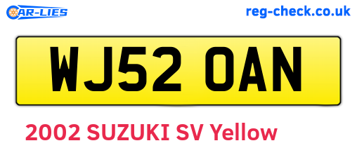 WJ52OAN are the vehicle registration plates.