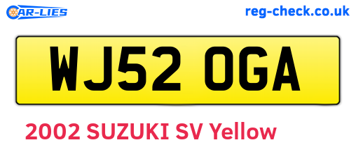 WJ52OGA are the vehicle registration plates.