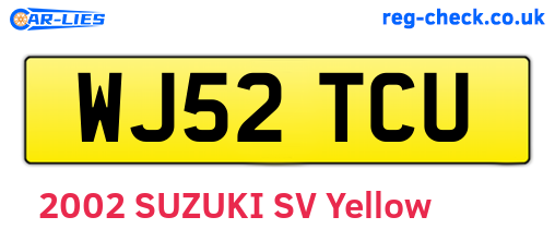 WJ52TCU are the vehicle registration plates.