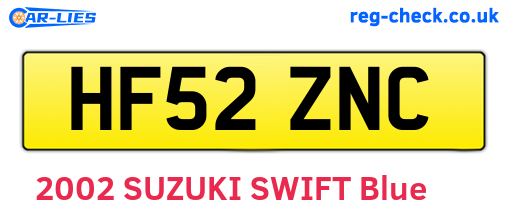 HF52ZNC are the vehicle registration plates.