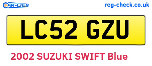 LC52GZU are the vehicle registration plates.