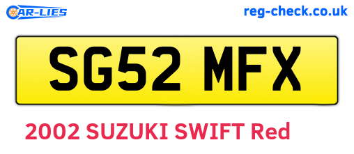 SG52MFX are the vehicle registration plates.