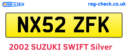 NX52ZFK are the vehicle registration plates.