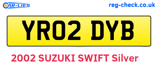 YR02DYB are the vehicle registration plates.